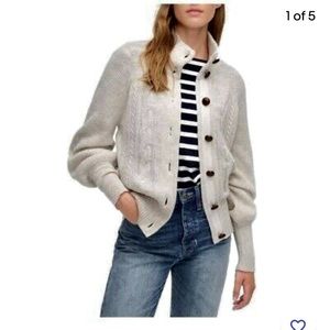 J. Crew Long Sleeve Balloon Sleeve Cardigan Sweater Cream/Tan Size XS